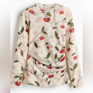 Stella McCartney Cream Cherry-Print Long Sleeve Top